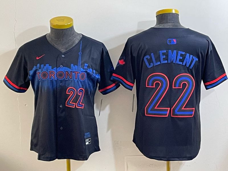 Women 2025 Nike Toronto Blue Jays #22 Clement black Game MLB Jersey 09->women mlb jersey->Women Jersey